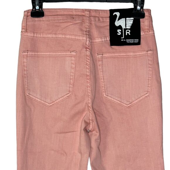 Sandrine Rose High Rise Flare Pull On Denim Jeans Stretch Pink 27 NWT Bohemian - Picture 5 of 9